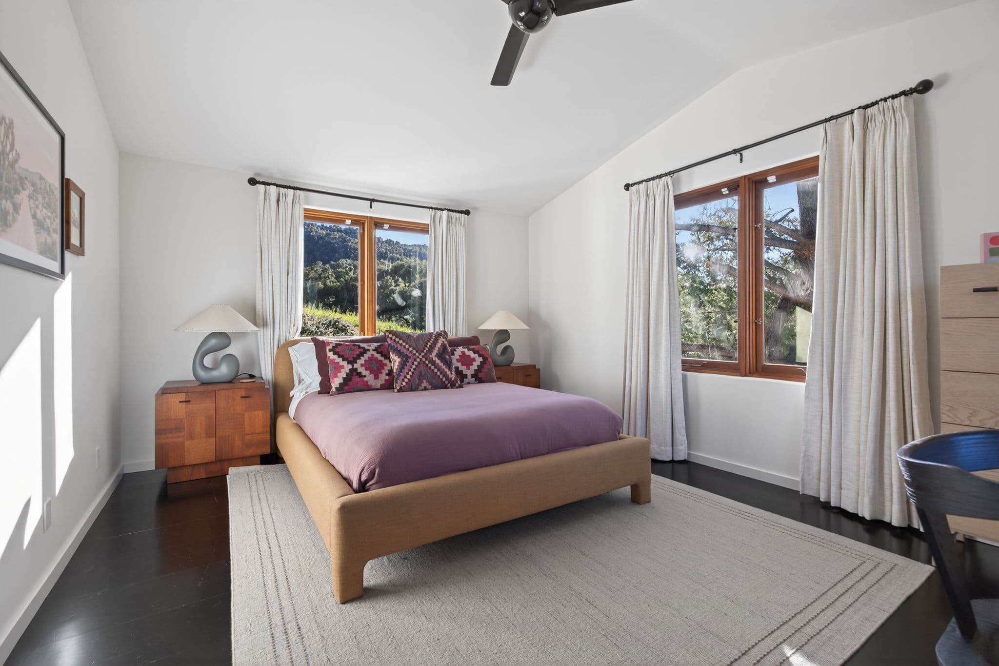 Guest bedroom with refined furnishings